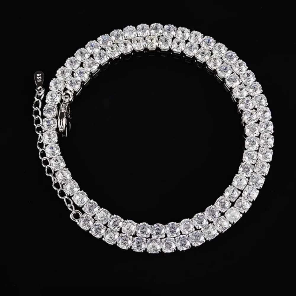 NEW “18” 925 STERLING SILVER DIAMOND CHOKER NECKLACE,NICE NECKLACE,CUTE NECKLACE - Picture 3 of 4